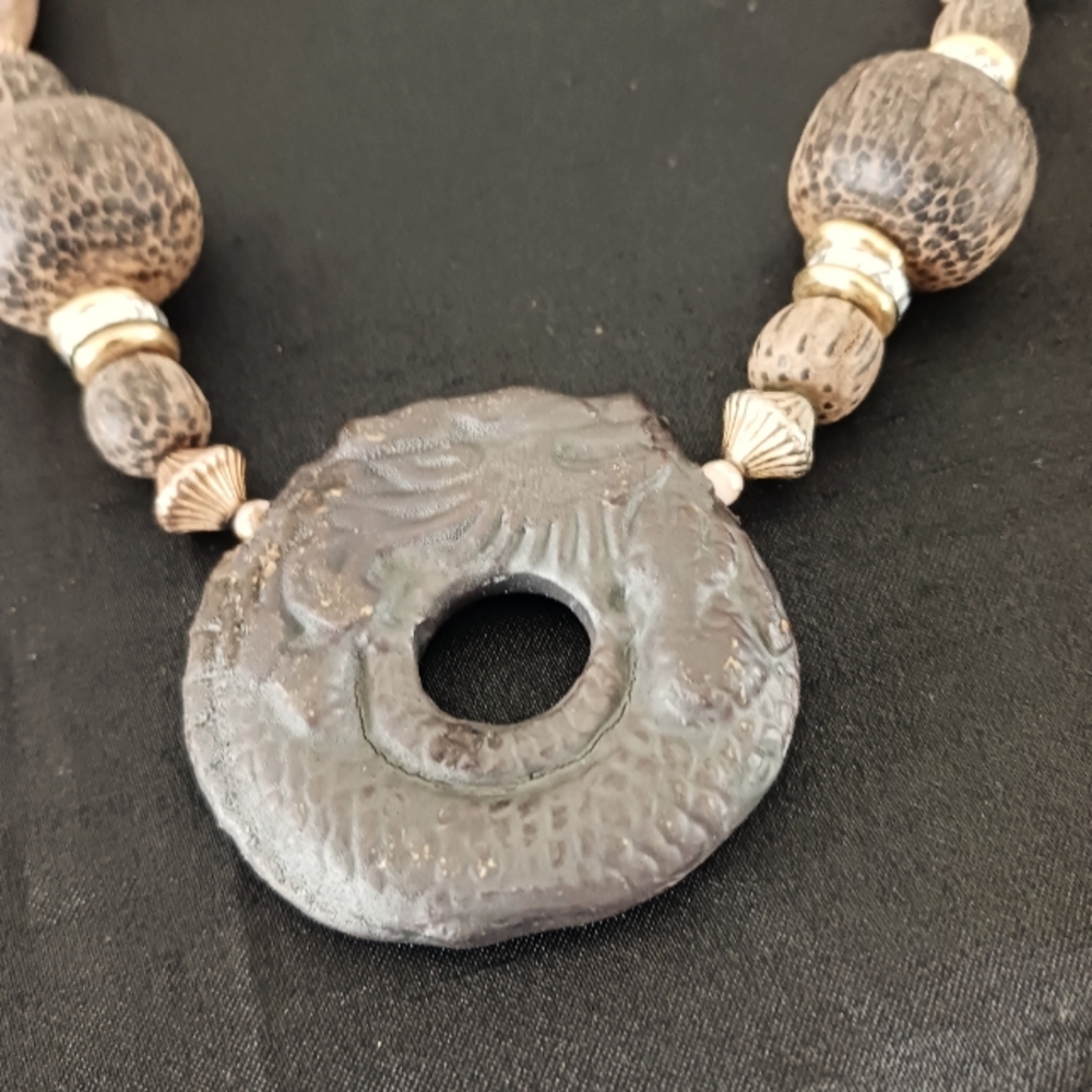 Brown and tan beaded necklace